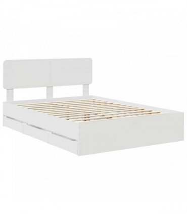 vidaXL Bed Frame with Drawer White 140 x 190 cm Engineered Wood