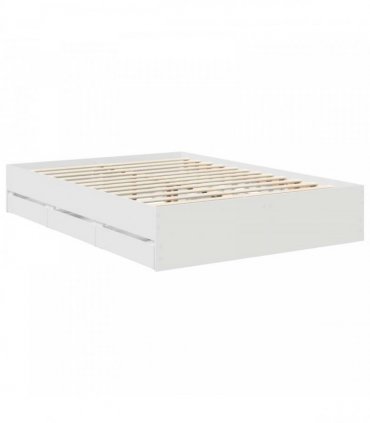 vidaXL Bed Frame with Drawer White 140 x 190 cm Engineered Wood