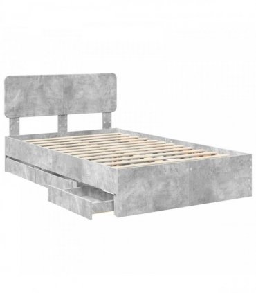 vidaXL Bed Frame Concrete Grey 135 x 190 cm Engineered Wood