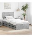 vidaXL Bed Frame with Drawer Concrete Grey 90 x 200 cm Engineered Wood