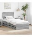 vidaXL Bed Frame with Drawer Grey Sonoma 90 x 190 cm Engineered Wood