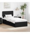 vidaXL Bed Frame with Drawer Black 75 x 190 cm Engineered Wood