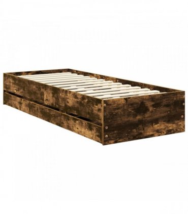 vidaXL Bed Frame with Drawer Smoked Oak 75 x 190 cm Engineered Wood