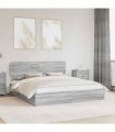 vidaXL Storage Bed Grey Sonoma 200 x 200 cm Engineered Wood