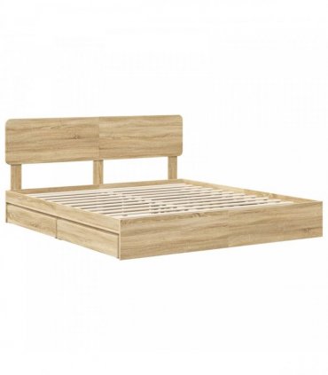 vidaXL Storage Bed with Drawer Sonoma Oak 180 x 200 cm Engineered Wood