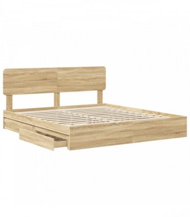 vidaXL Storage Bed with Drawer Sonoma Oak 180 x 200 cm Engineered Wood