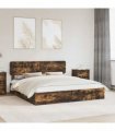 vidaXL Storage Bed Smoked Oak 180 x 200 cm Engineered Wood