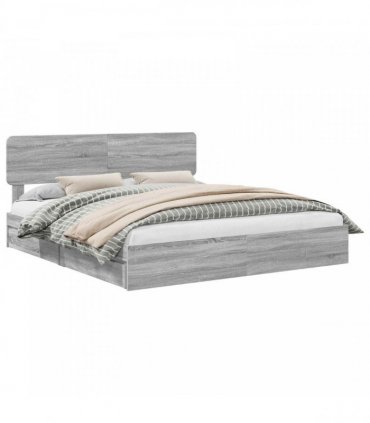 vidaXL Storage Bed Grey Sonoma 180 x 200 cm Engineered Wood