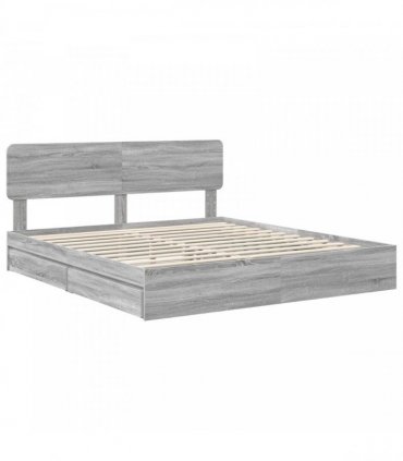vidaXL Storage Bed Grey Sonoma 180 x 200 cm Engineered Wood