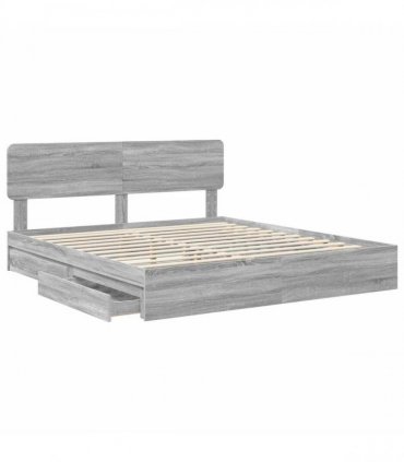 vidaXL Storage Bed Grey Sonoma 180 x 200 cm Engineered Wood