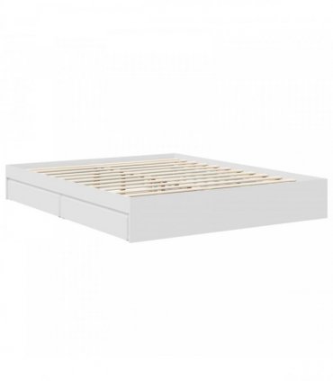 vidaXL Storage Bed with Drawer White 160 x 200 cm Engineered Wood