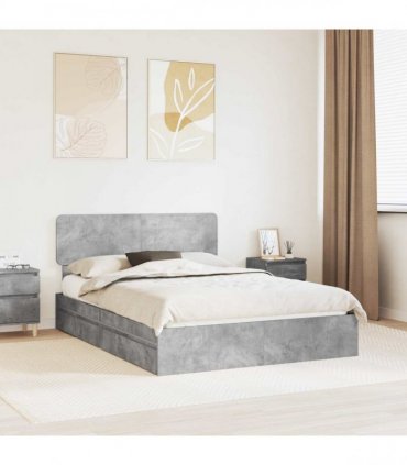 vidaXL Storage Bed Concrete Grey 150 x 200 cm Engineered Wood