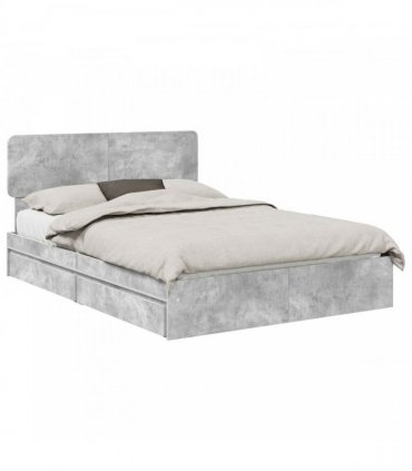 vidaXL Storage Bed Concrete Grey 150 x 200 cm Engineered Wood