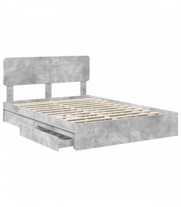 vidaXL Storage Bed Concrete Grey 150 x 200 cm Engineered Wood