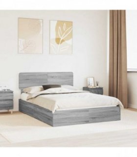 vidaXL Storage Bed Grey Sonoma 150 x 200 cm Engineered Wood