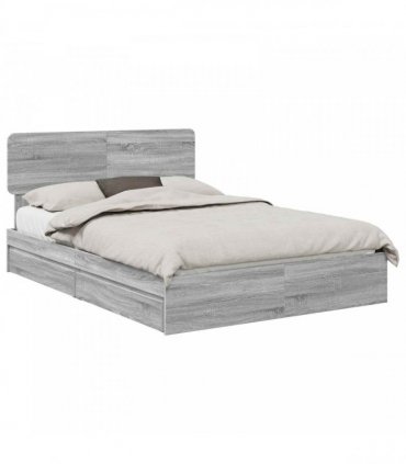 vidaXL Storage Bed Grey Sonoma 150 x 200 cm Engineered Wood