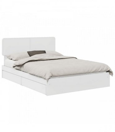 vidaXL Storage Bed with Drawer White 140 x 200 cm Engineered Wood