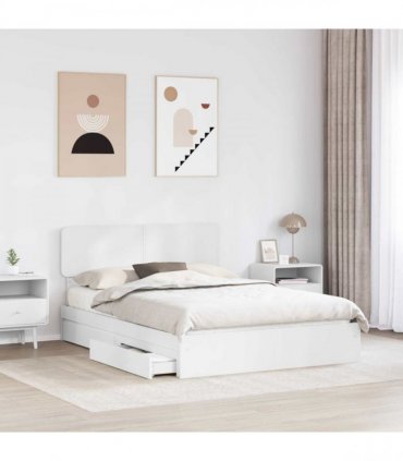 vidaXL Storage Bed with Drawer White 140 x 200 cm Engineered Wood