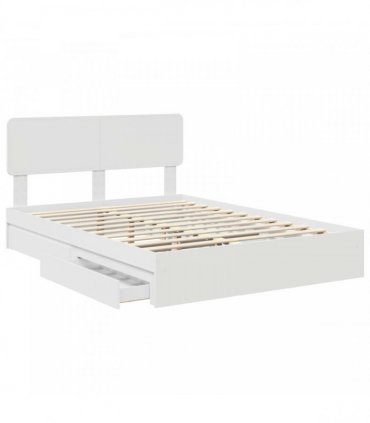 vidaXL Storage Bed with Drawer White 140 x 200 cm Engineered Wood