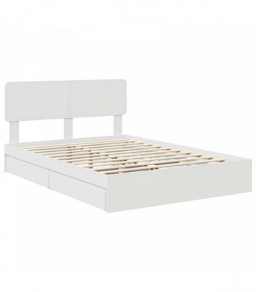 vidaXL Storage Bed with Drawer White 140 x 190 cm Engineered Wood