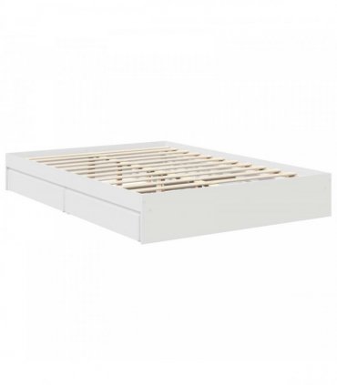 vidaXL Storage Bed with Drawer White 140 x 190 cm Engineered Wood