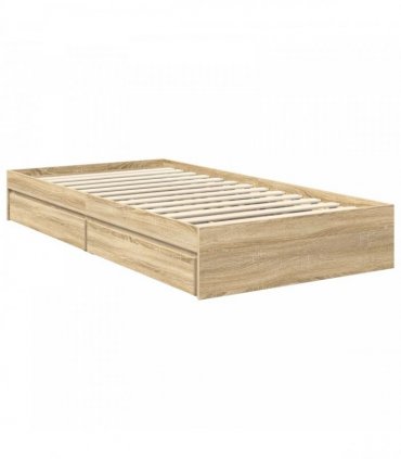 vidaXL Storage Bed with Drawer Sonoma Oak 100 x 200 cm Engineered Wood