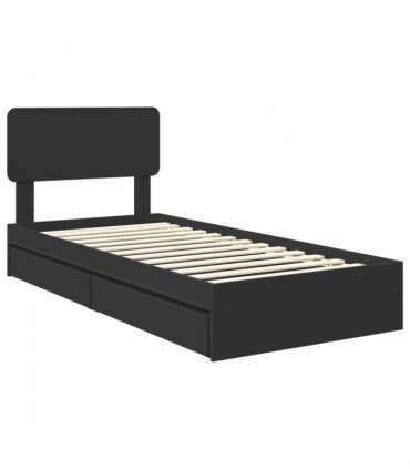 vidaXL Storage Bed with Drawer Black 90 x 190 cm Engineered Wood