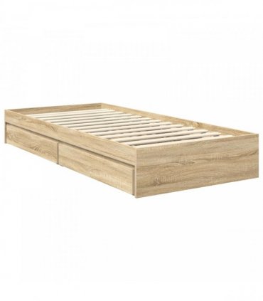 vidaXL Storage Bed with Drawer Sonoma Oak 90 x 190 cm Engineered Wood