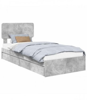 vidaXL Storage Bed Concrete Grey 90 x 190 cm Engineered Wood