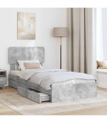 vidaXL Storage Bed Concrete Grey 90 x 190 cm Engineered Wood