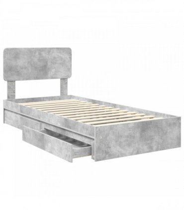 vidaXL Storage Bed Concrete Grey 90 x 190 cm Engineered Wood