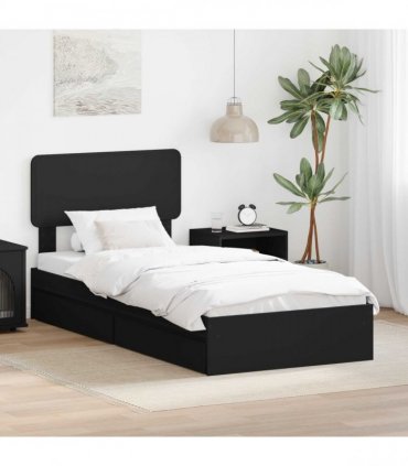 vidaXL Storage Bed with Drawer Black 75 x 190 cm Engineered Wood