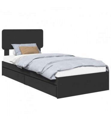 vidaXL Storage Bed with Drawer Black 75 x 190 cm Engineered Wood