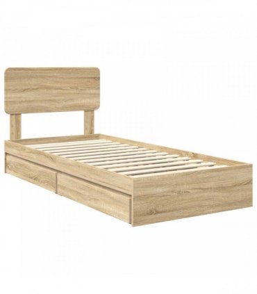 vidaXL Storage Bed with Drawer Sonoma Oak 75 x 190 cm Engineered Wood
