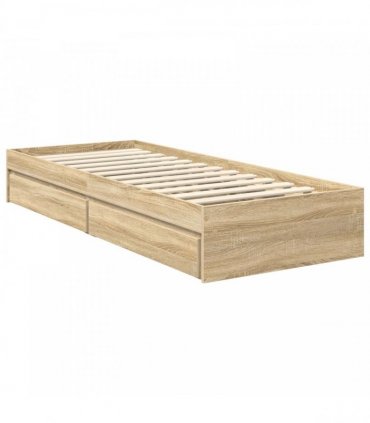 vidaXL Storage Bed with Drawer Sonoma Oak 75 x 190 cm Engineered Wood