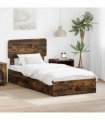 vidaXL Storage Bed with Drawer Smoked Oak 75 x 190 cm Engineered Wood