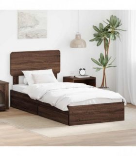 vidaXL Storage Bed with Drawer Brown Oak 75 x 190 cm Engineered Wood