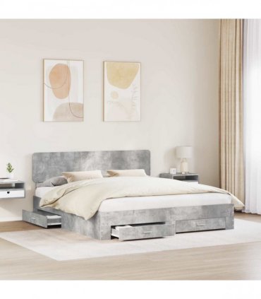 vidaXL Bed Frame Concrete Grey 200 x 200 cm Engineered Wood