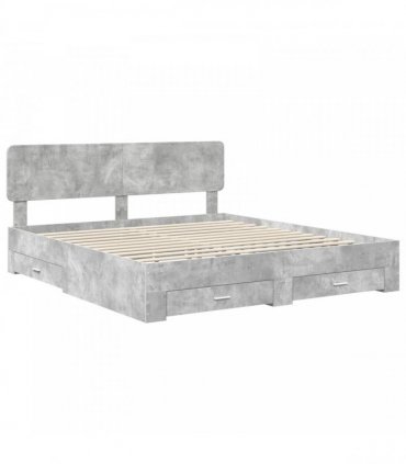 vidaXL Bed Frame Concrete Grey 200 x 200 cm Engineered Wood