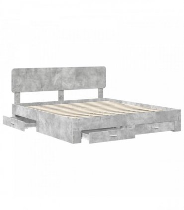 vidaXL Bed Frame Concrete Grey 200 x 200 cm Engineered Wood