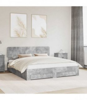 vidaXL Bed Frame Concrete Grey 180 x 200 cm Engineered Wood