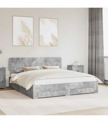 vidaXL Bed Frame Concrete Grey 180 x 200 cm Engineered Wood