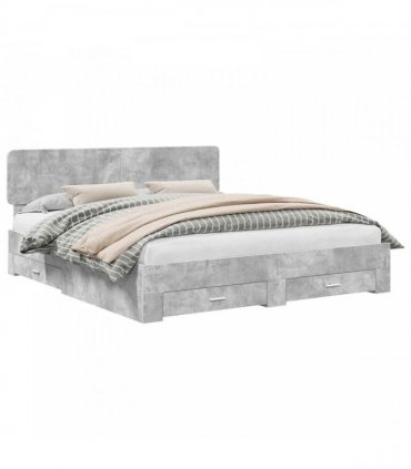 vidaXL Bed Frame Concrete Grey 180 x 200 cm Engineered Wood