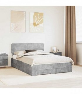 vidaXL Bed Frame Concrete Grey 160 x 200 cm Engineered Wood