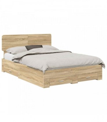 vidaXL Bed Frame with Drawer Sonoma Oak 150 x 200 cm Engineered Wood