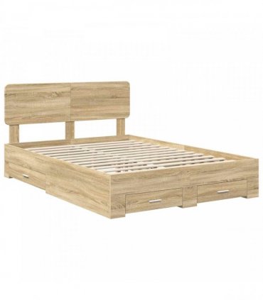vidaXL Bed Frame with Drawer Sonoma Oak 150 x 200 cm Engineered Wood