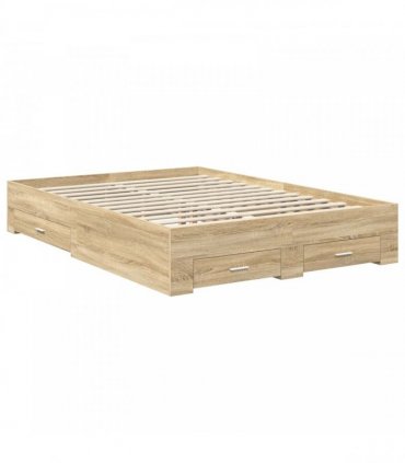 vidaXL Bed Frame with Drawer Sonoma Oak 150 x 200 cm Engineered Wood
