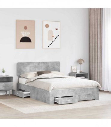 vidaXL Bed Frame Concrete Grey 150 x 200 cm Engineered Wood