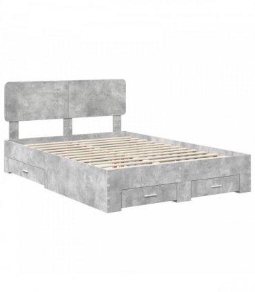 vidaXL Bed Frame Concrete Grey 150 x 200 cm Engineered Wood