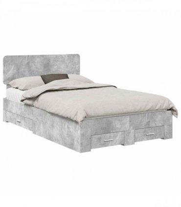 vidaXL Bed Frame Concrete Grey 135 x 190 cm Engineered Wood